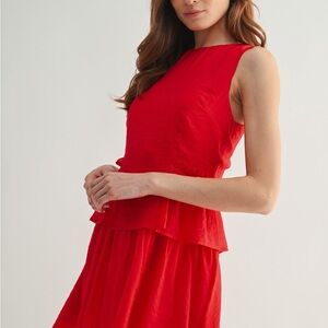 Mila Mae Elegant Red Sleeveless Mini Dress